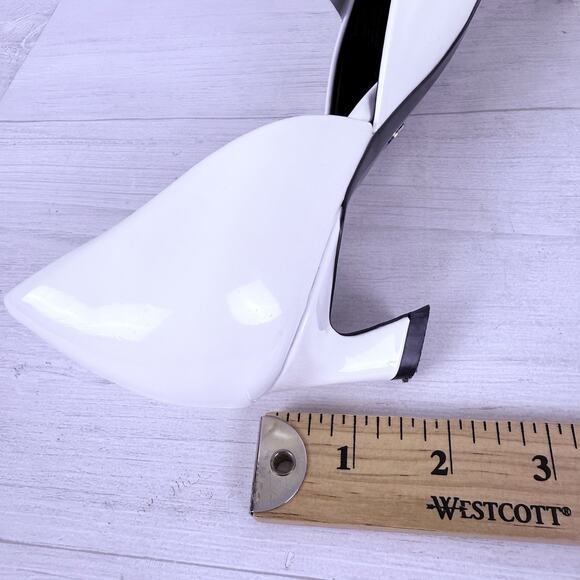Zara Pointed Toe Patent Leather Pumps Kitten Heels Size 8 White Bow Detail - Picture 13 of 15